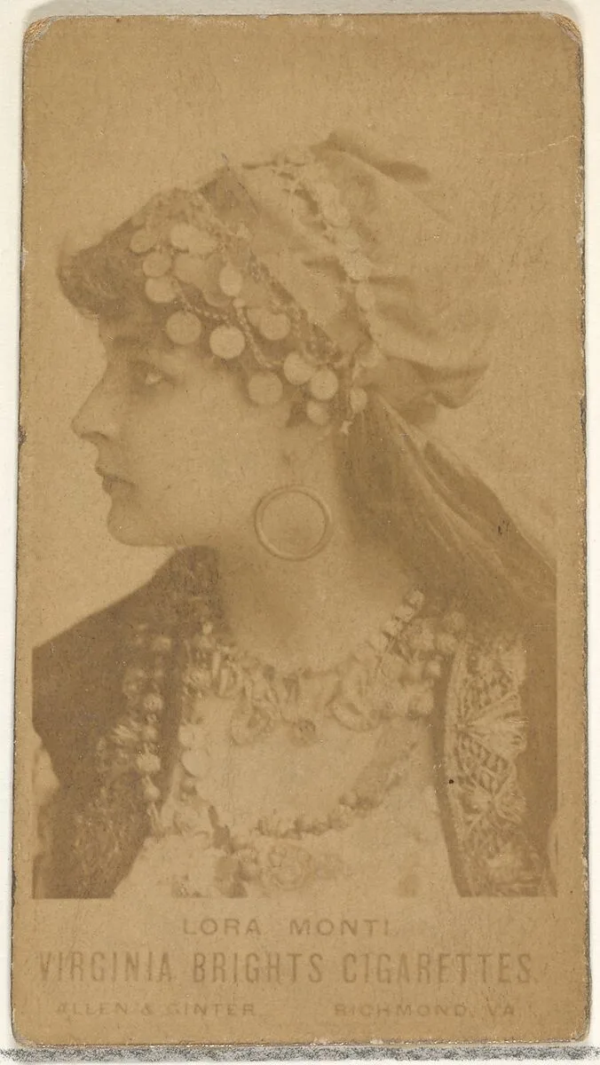 Lora Monti, from the Actors and Actresses series (N45, Type 1) for Virginia Brights Cigarettes — Allen & Ginter