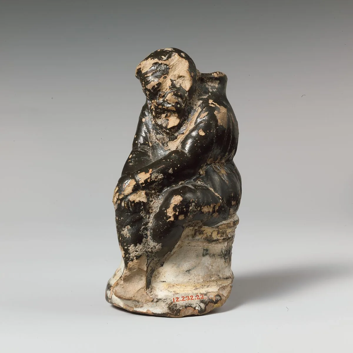 Terracotta guttus (flask with handle and vertical spout) — Unknown