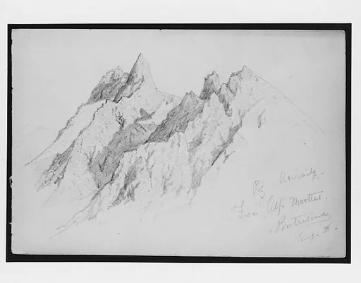 Piz Muraigl from Alp Muottas, Pontresina (from Switzerland 1869 Sketchbook)