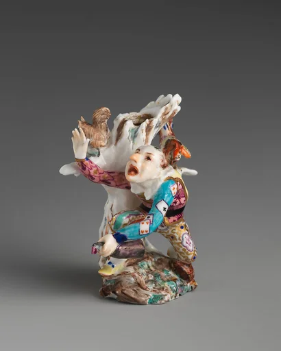 Harlequin and rooster