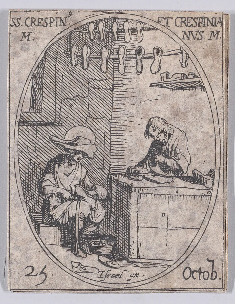 S. Crespin et S. Crespinien (St. Crispin and St. Crispinian), October 25th, from "Les Images De Tous Les Saincts et Saintes de L'Année" (Images of All of the Saints and Religious Events of the Year) — Jacques Callot|Israël Henriet