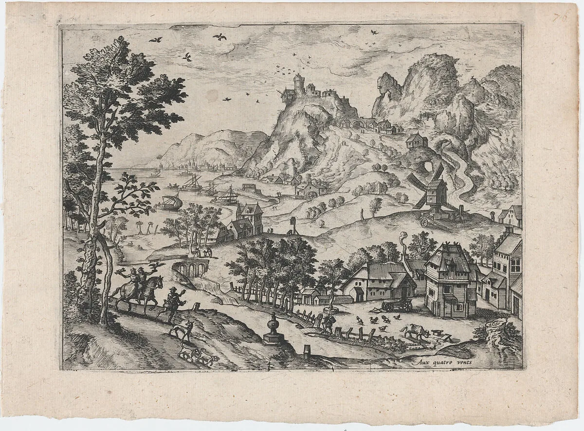 Mountain Landscape with Falconers — Aux Quatre Vents|Lucas Gassel