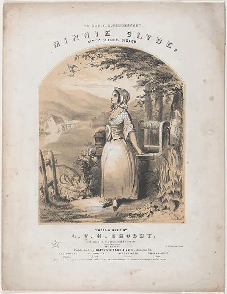 Minnie Clyde, Kitty Clyde's Sister (Sheet music cover) — Winslow Homer|Oliver Ditson & Co.|J. H. Bufford & Co.