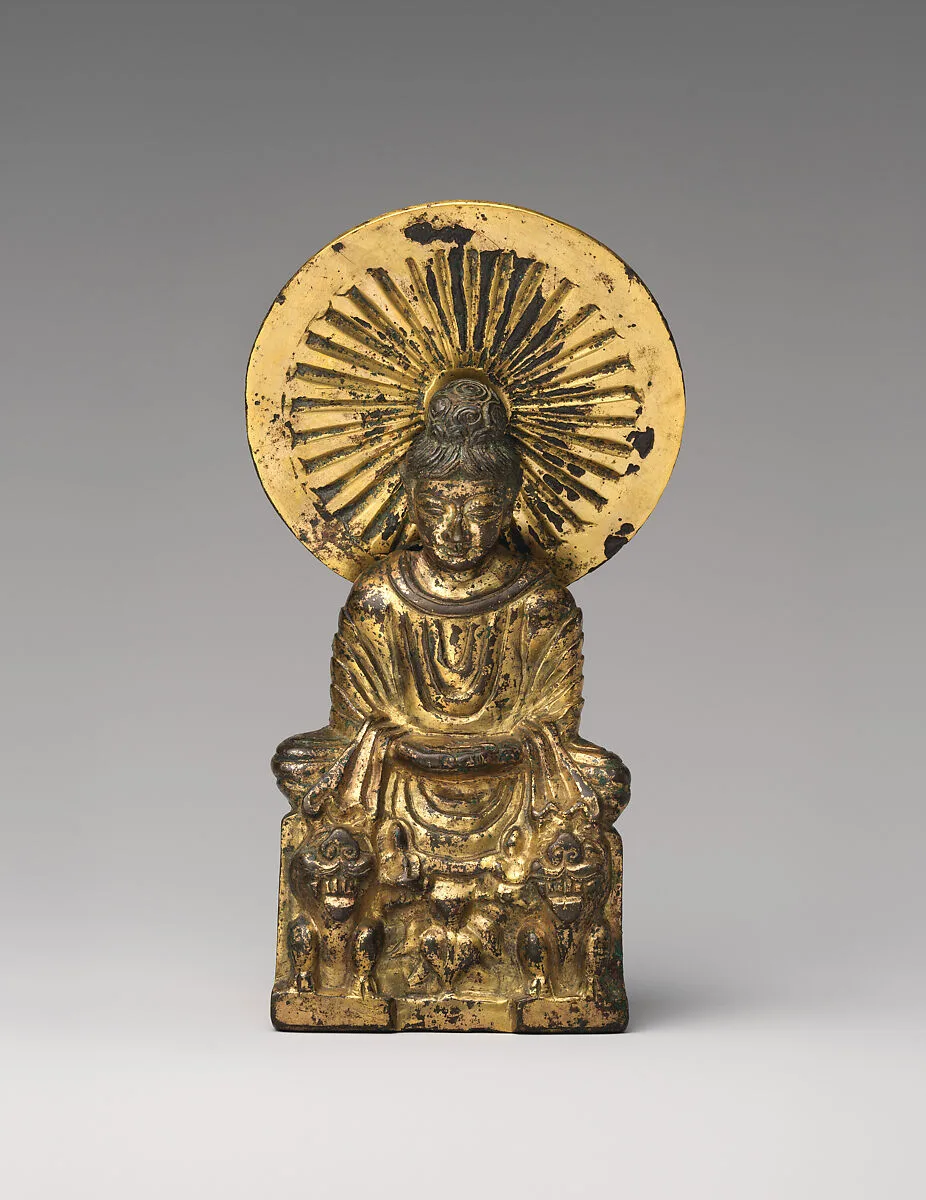 十六國時代 鎏金青銅釋迦牟尼佛坐像|Seated Buddha, probably Shakyamuni (Shijiamouni) — Unknown