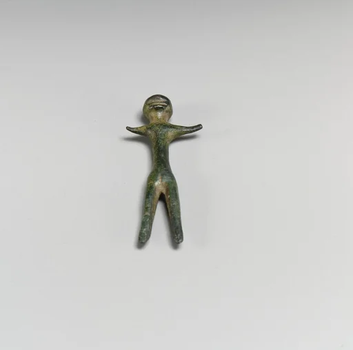 Bronze votive statuette of a standing human