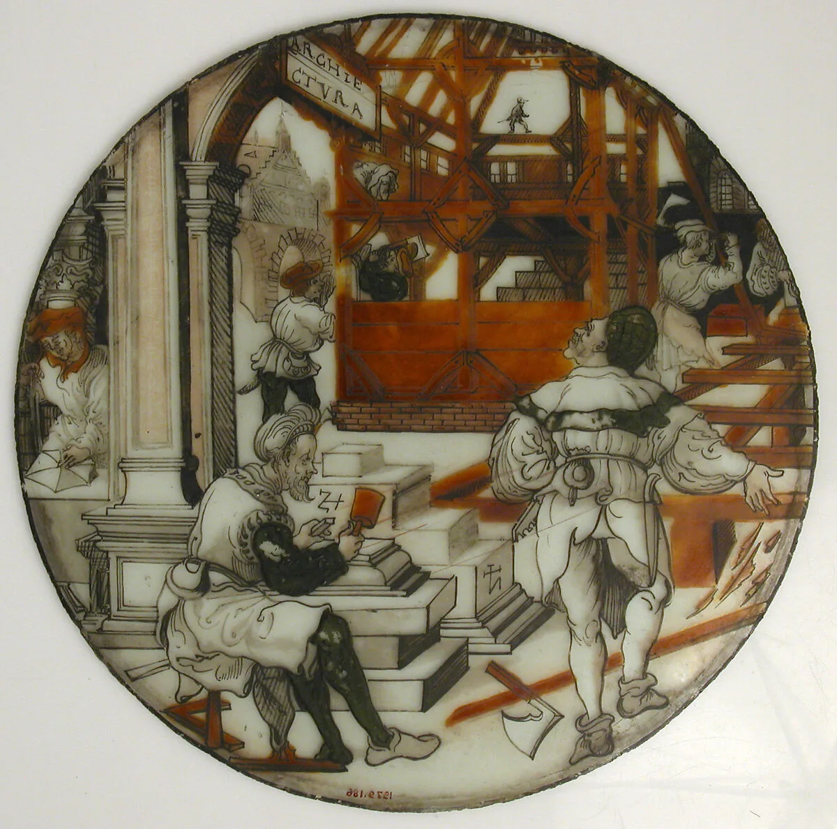 Roundel with Architecture (from a series of The Septem Artes Mechanicae) — Monogrammist SZ|Jörg Breu the Elder