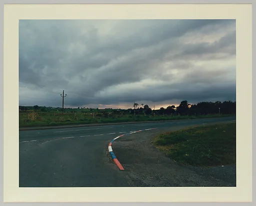 Unionist Coloured Curb Stones at Dusk, Near Omagh, Northern Ireland