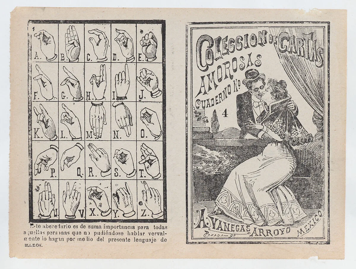 Cover for 'Coleccion de Cartas Amorosas Cuaderno No. 4', a couple embracing and kissing — José Guadalupe Posada|Antonio Vanegas Arroyo