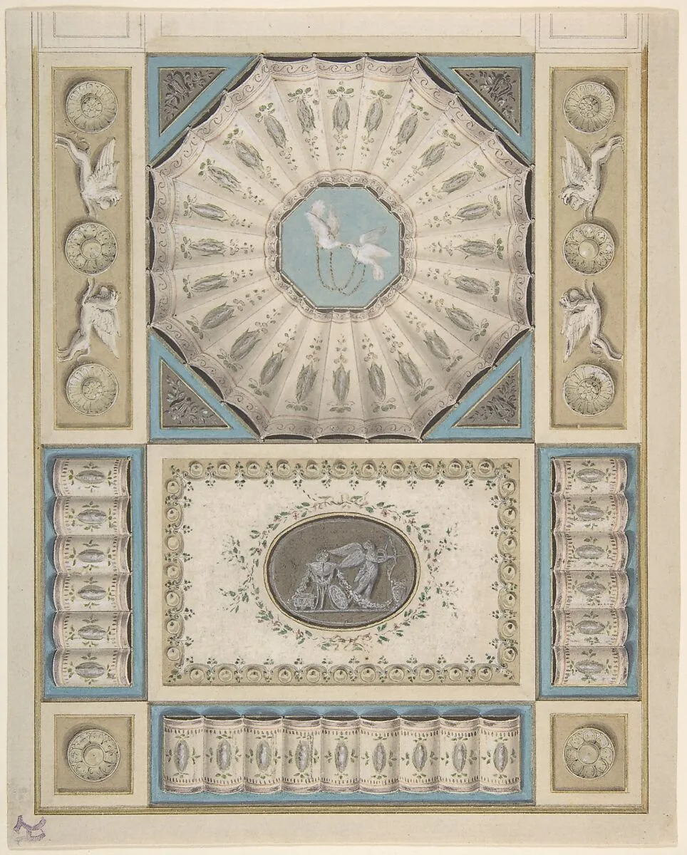 Design for Ceiling Decoration in Neoclassical Style — Anonymous, Italian, Roman, 18th century