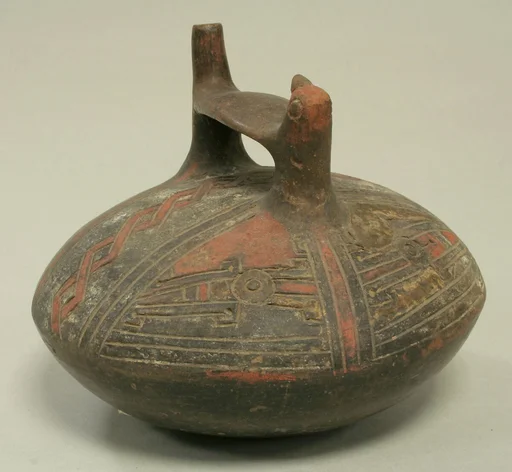 Double Spout and Bridge Bottle with Bird