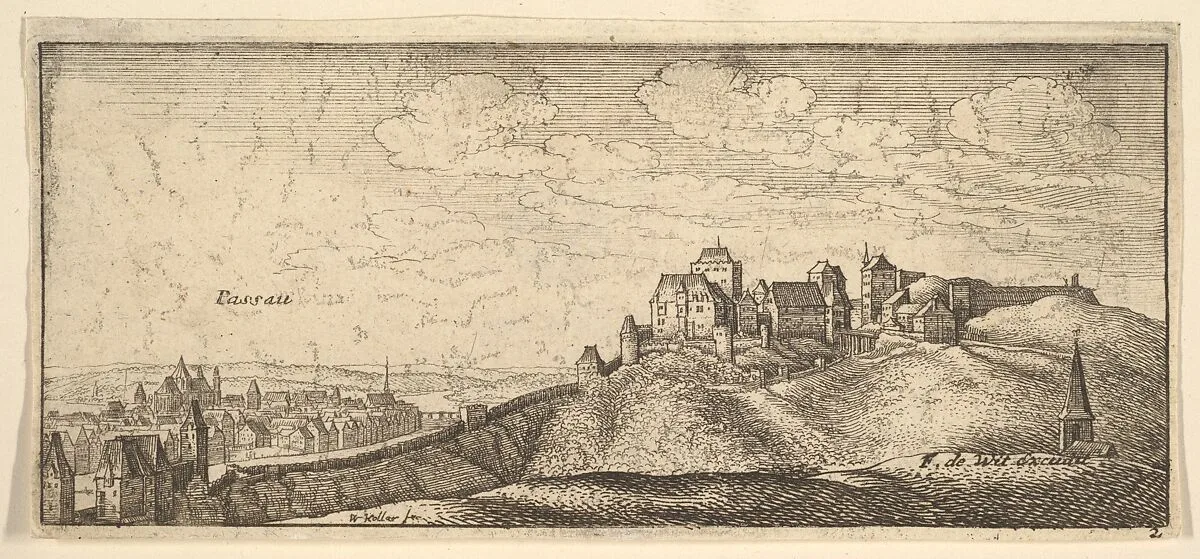 Passau, from "German Views" — Wenceslaus Hollar