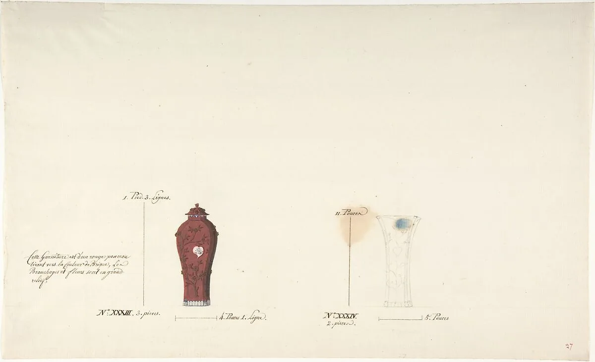Design for Two Vases — Anonymous, French, 18th century