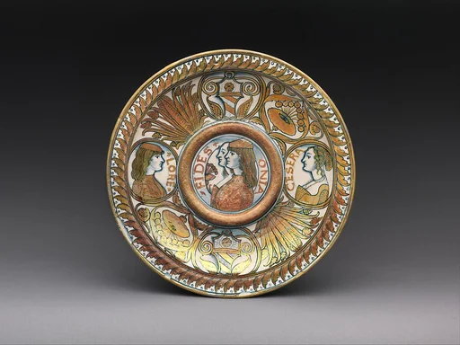Ewer stand with male and female profiles and arms of the Orsini family