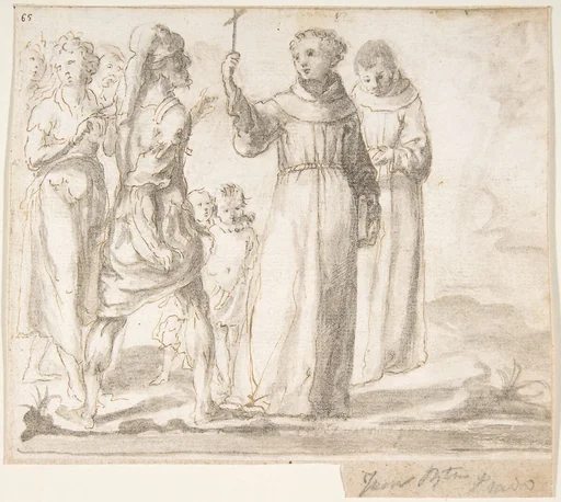 Figure of Monk Preaching to a Group of Figures