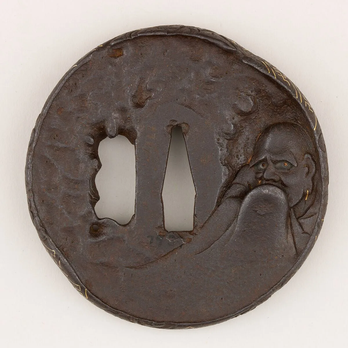 Sword guard (<i>Tsuba</i>) Depicting Bodhidharma (達磨図鐔) — Unknown