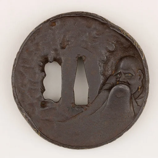 Sword guard (<i>Tsuba</i>) Depicting Bodhidharma (達磨図鐔)
