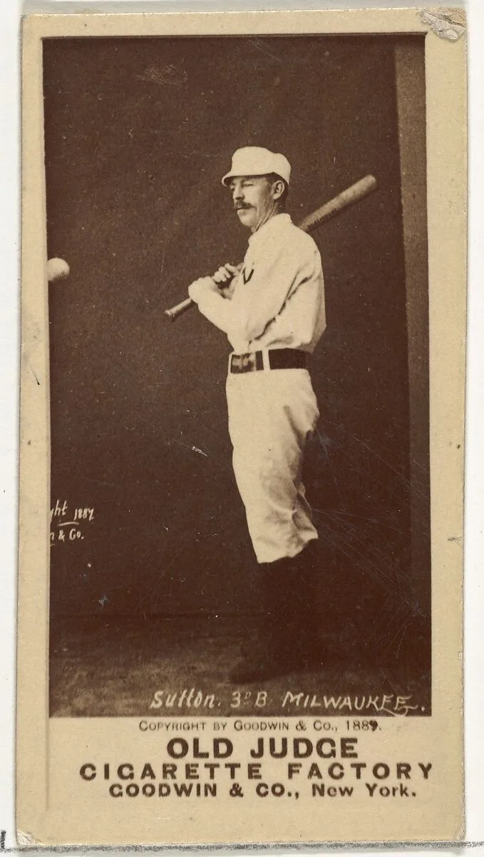 Ezra Ballou Sutton, 3rd Base, Milwaukee, from the Old Judge series (N172) for Old Judge Cigarettes — Goodwin & Company