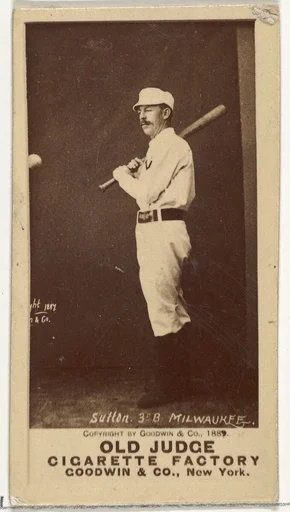 Ezra Ballou Sutton, 3rd Base, Milwaukee, from the Old Judge series (N172) for Old Judge Cigarettes