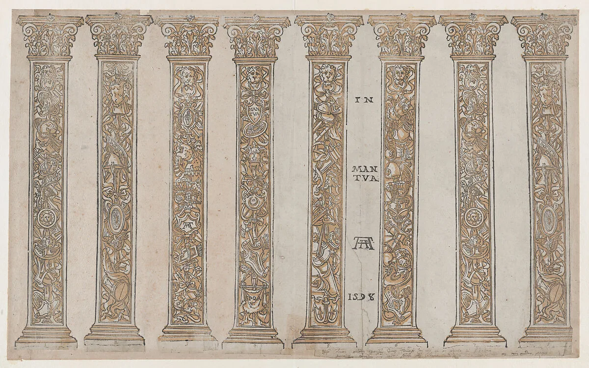 Six Corinthian pilasters for the Triumph, from "The Triumph of Julius Caesar" — Andrea Andreani|Andrea Mantegna|Bernardo Malpizzi