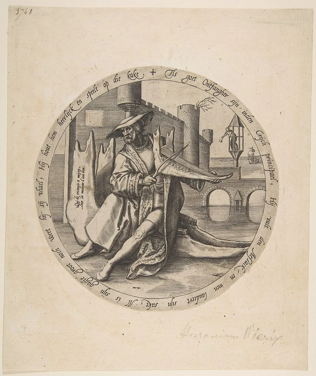 The Rich Man Playing Violin on a Jaw Bone — Pieter Bruegel the Elder|Jan (Johannes) Wierix