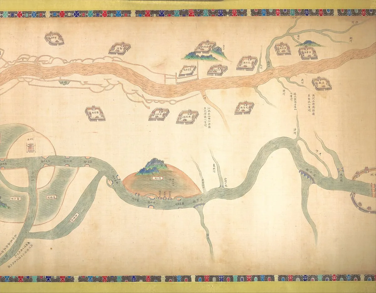 清 佚名 大運河地圖 (從北京至長江) 卷|Map of the Grand Canal from Beijing to the Yangzi River — Unidentified artist