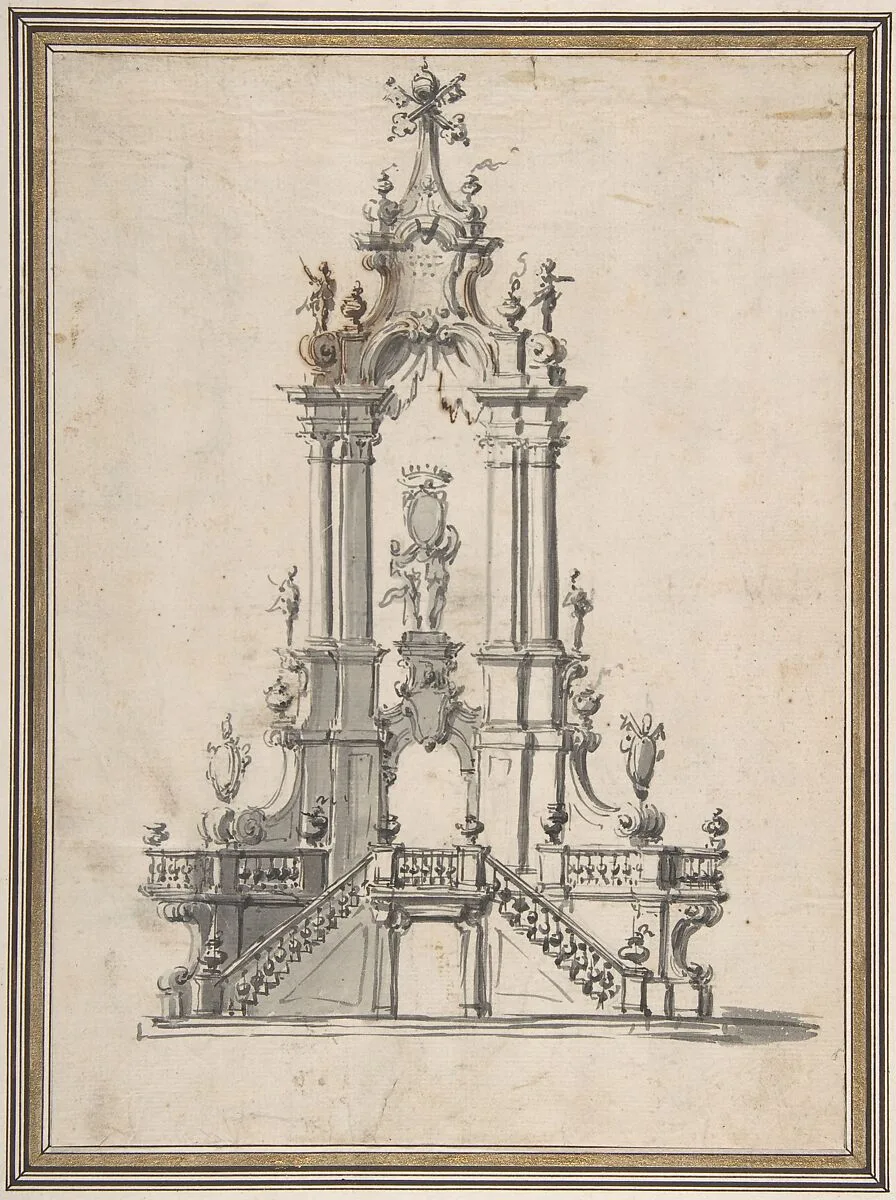 Design for a Catafalque — Anonymous, Italian, Bolognese 18th century artist