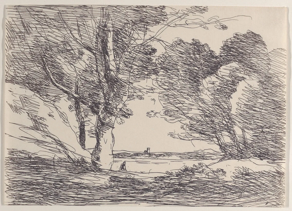 Tower at the Lake's Horizon (Tour á L'Horizon d'un Lac) — Camille Corot