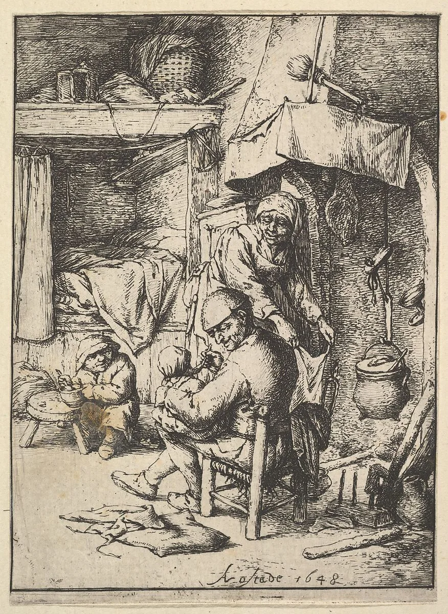 Father Feeding his Child — Adriaen van Ostade