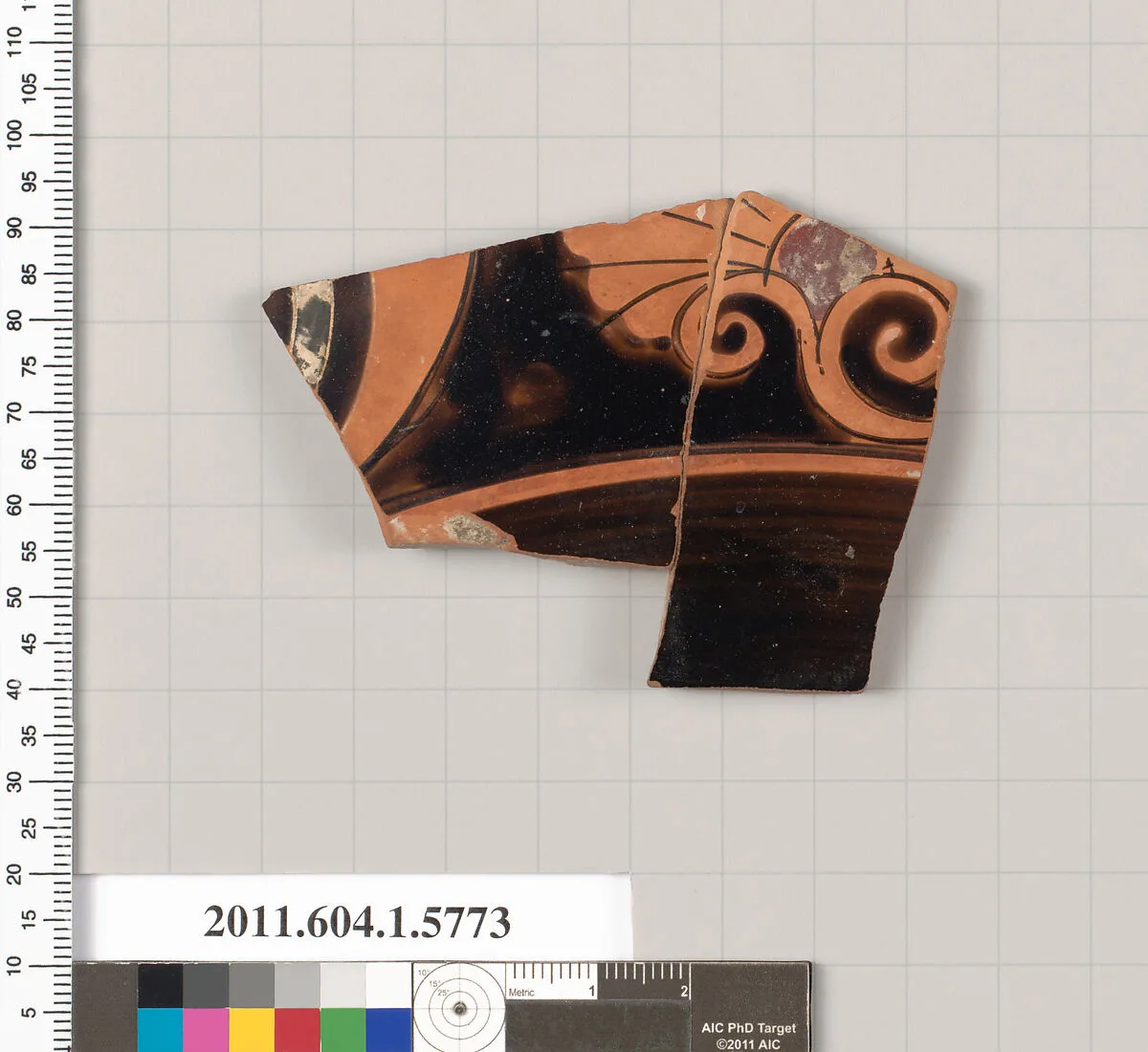 Terracotta fragment of a kylix: eye-cup (drinking cup) — Unknown