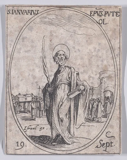 S. Janvier, évêque de Pouzzoles (St. Januarius, Bishop of Pouzzoles), September 19th, from "Les Images De Tous Les Saincts et Saintes de L'Année" (Images of All of the Saints and Religious Events of the Year)
