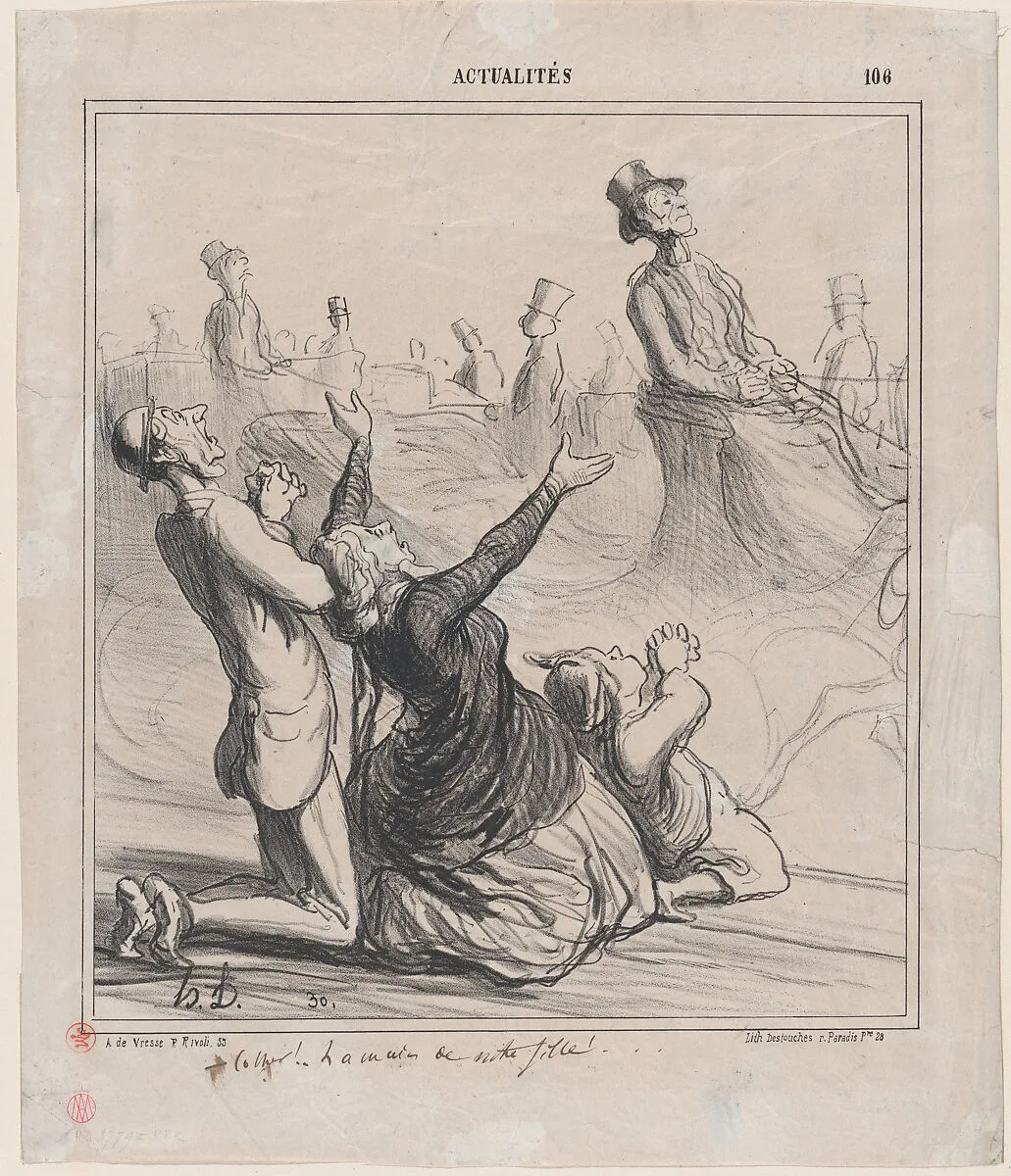Coachman, for the hand of our daughter!..., from 'News of the day,' published in "Le Charivari" — Arnaud de Vresse|Destouches|Honoré Daumier