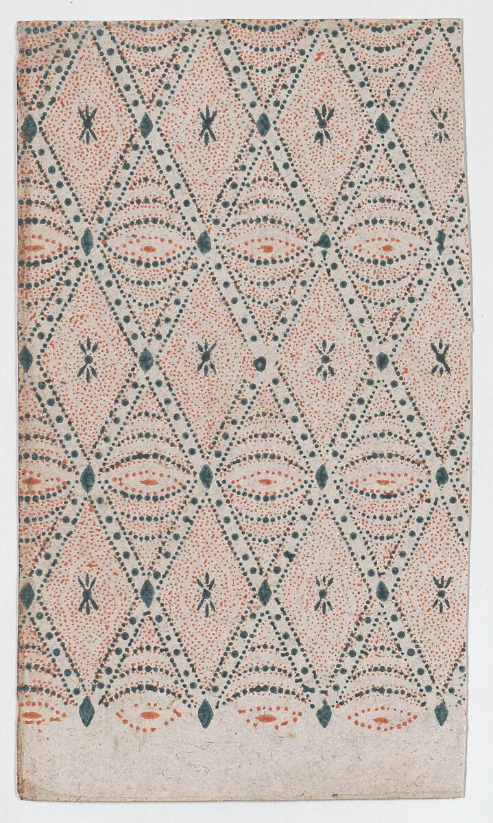 Sheet with overall diamond and dot pattern — Anonymous