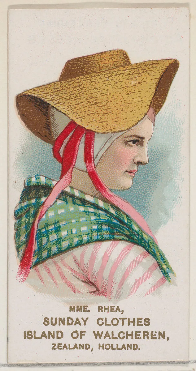 Mme. Rhea Dressed in Sunday Clothes from the Island of Walgheren, Zealand, Holland, from the set Actors and Actresses, Second Series (N71) for Duke brand cigarettes — W. Duke, Sons & Co.|Knapp & Company