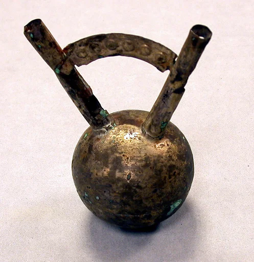 Miniature Silver Double Spout Bottle