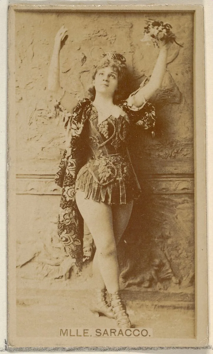 Mlle. Saracco, from the Actors and Actresses series (N45, Type 8) for Virginia Brights Cigarettes — Allen & Ginter