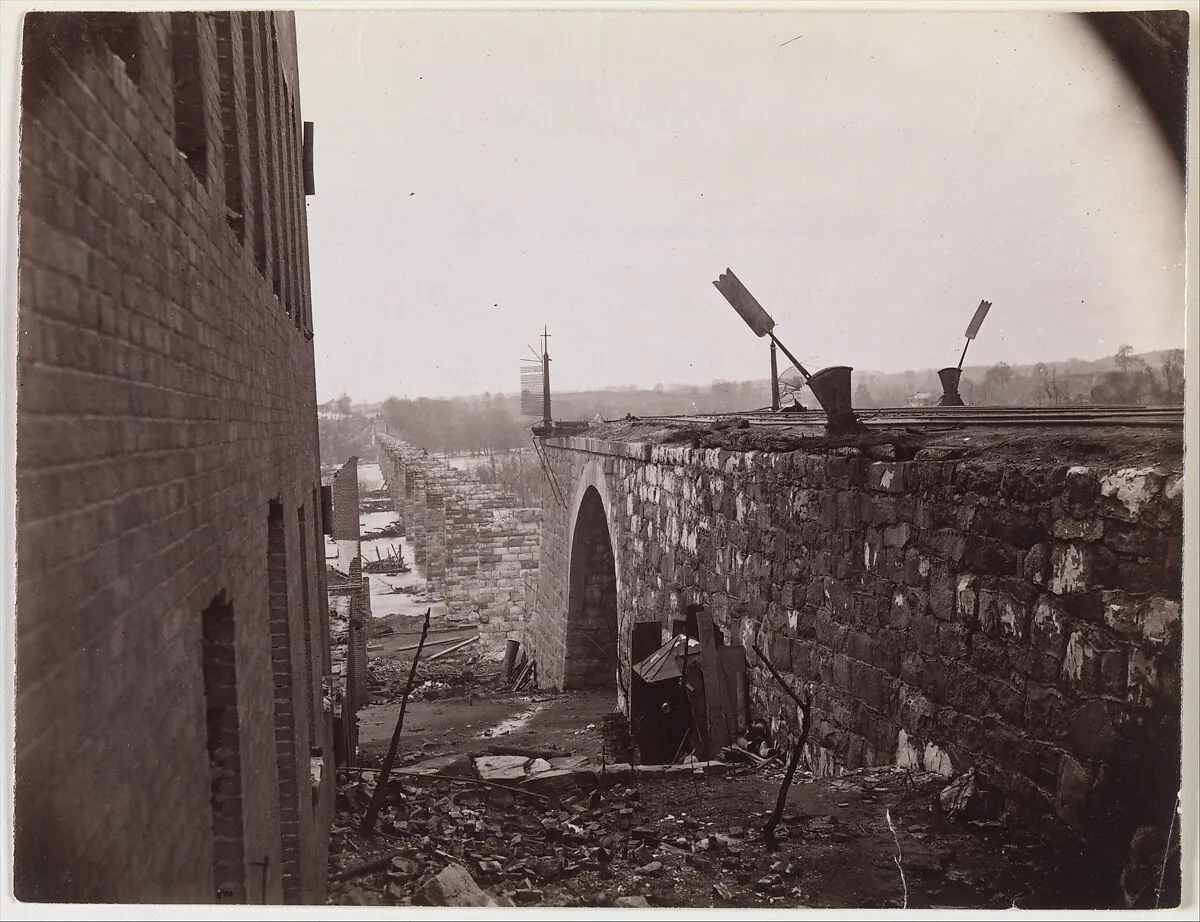 Ruins of Richmond & Petersburg Railroad Bridge, Richmond, Virginia — Alexander Gardner|Mathew B. Brady