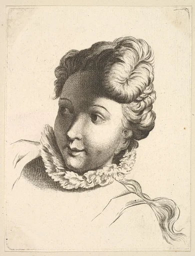 Head of a Woman Wearing a Ruff, from "Livre de Têtes Gravées d'apres F. Boucher et Autres" (Book of Heads Engraved after F. Boucher and Others)