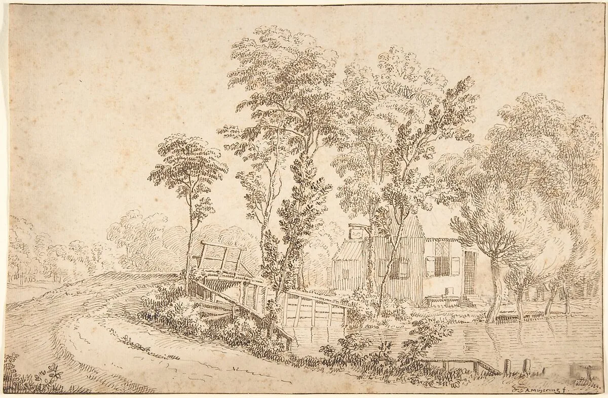 Landscape with a House near a Bridge over a River — Albert Meyeringh
