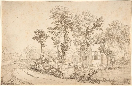 Landscape with a House near a Bridge over a River