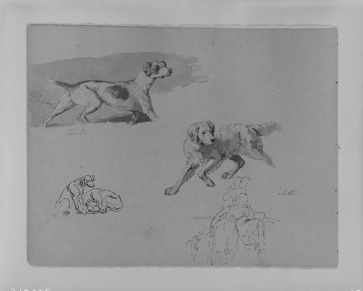 Five Dogs; Two Figures (from Sketchbook) — Thomas Sully