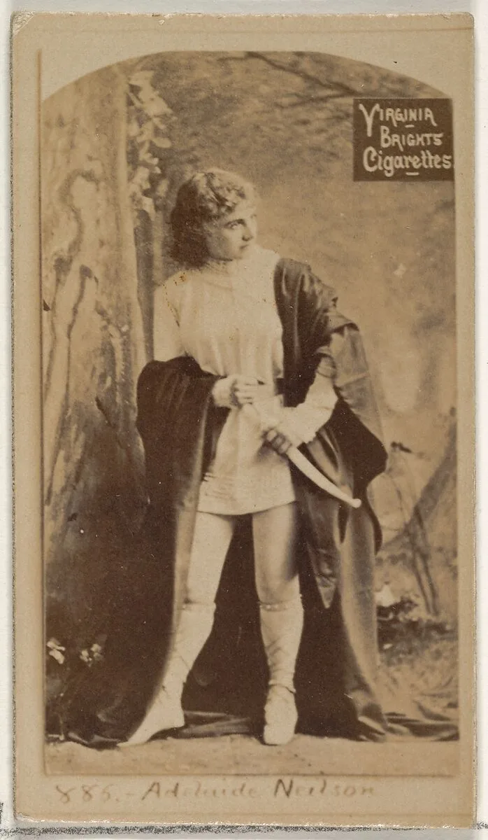 Card 886, Adelaide Neilson, from the Actors and Actresses series (N45, Type 2) for Virginia Brights Cigarettes — Allen & Ginter