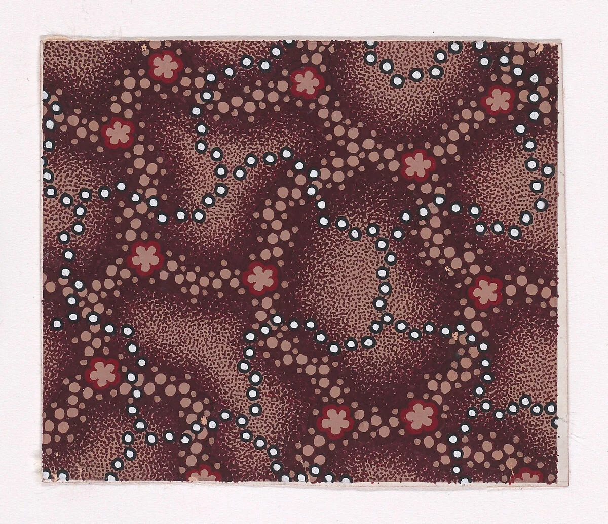 Textile Design with Interlacing Strips of Pearls over Interlacing Garlands of Dots and Rosettes over a Stippled Background — Anonymous, Alsatian, 19th century
