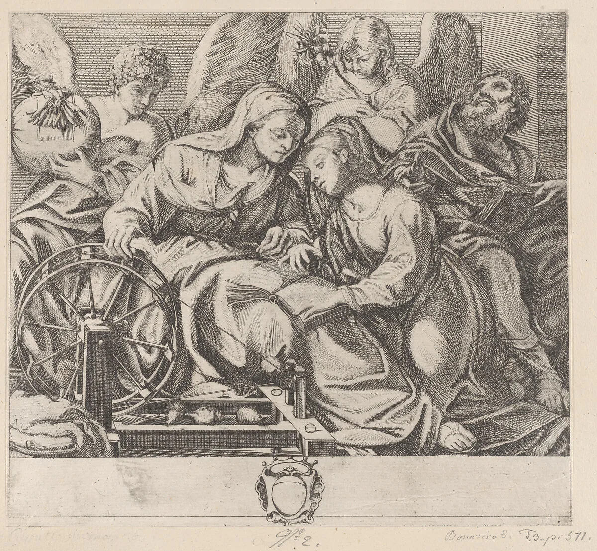 Saint Anne teaches the young Virgin how to read — Domenico Maria Bonavera