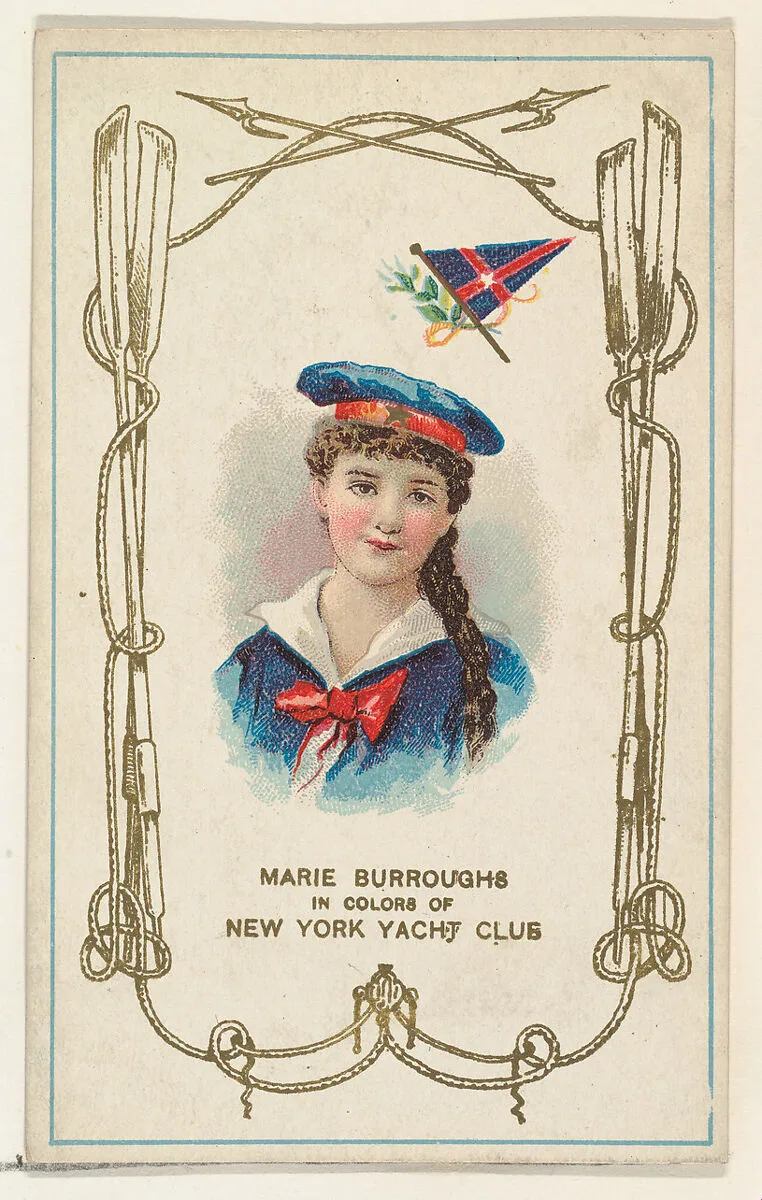 Marie Burroughs in Colors of New York Yacht Club, from the Yacht Colors of the World series (N140) issued by Duke Sons & Co. to promote Honest Long Cut Tobacco — W. Duke, Sons & Co.
