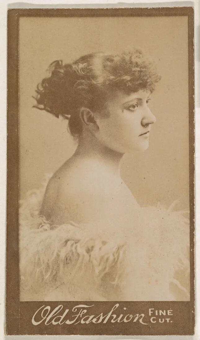 Actress in profile wearing feathered cap, from the Actresses series (N664) promoting Old Fashion Fine Cut Tobacco — Unknown