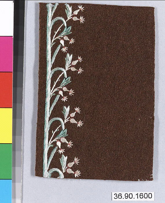 Embroidery sample for a man’s suit — Unknown