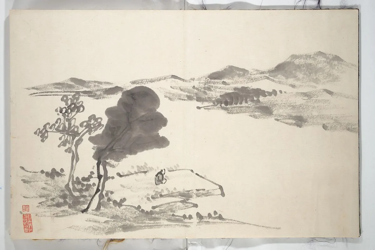 對山先生山水画譜(たいざん せんせい さんすいがふ)|Untitled Picture Album of Fifteen Ink Paintings 對山先生山水画譜(たいざん せんせい さんすいがふ) — Hine Taizan 日根對山