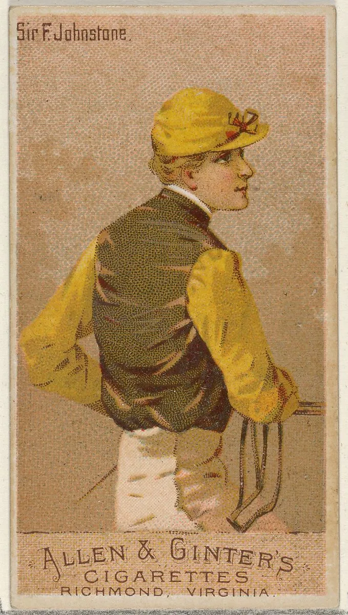 Sir F. Johnstone, from the Racing Colors of the World series (N22a) for Allen & Ginter Cigarettes — Allen & Ginter