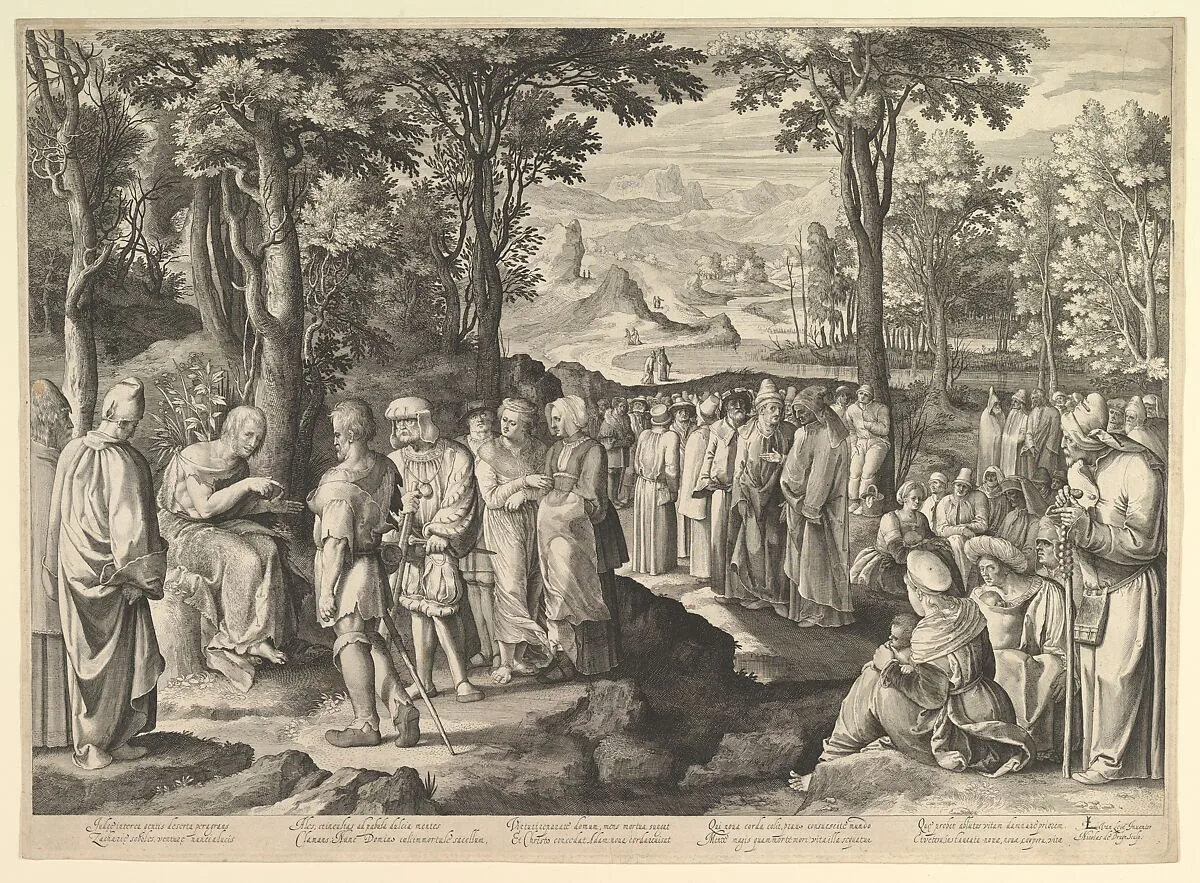 John the Baptist Preaching in the Desert — Nicolaes de Bruyn|Lucas van Leyden