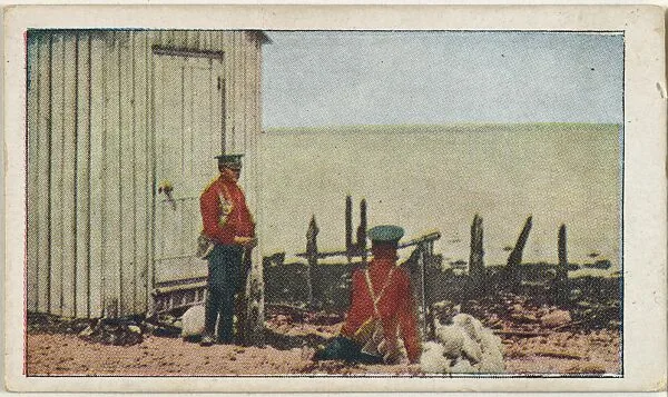 Card No. 40, English Soldiers Guard Radio Stations, from the World War I Scenes series (T121) issued by Sweet Caporal Cigarettes — Underwood & Underwood|American Tobacco Company